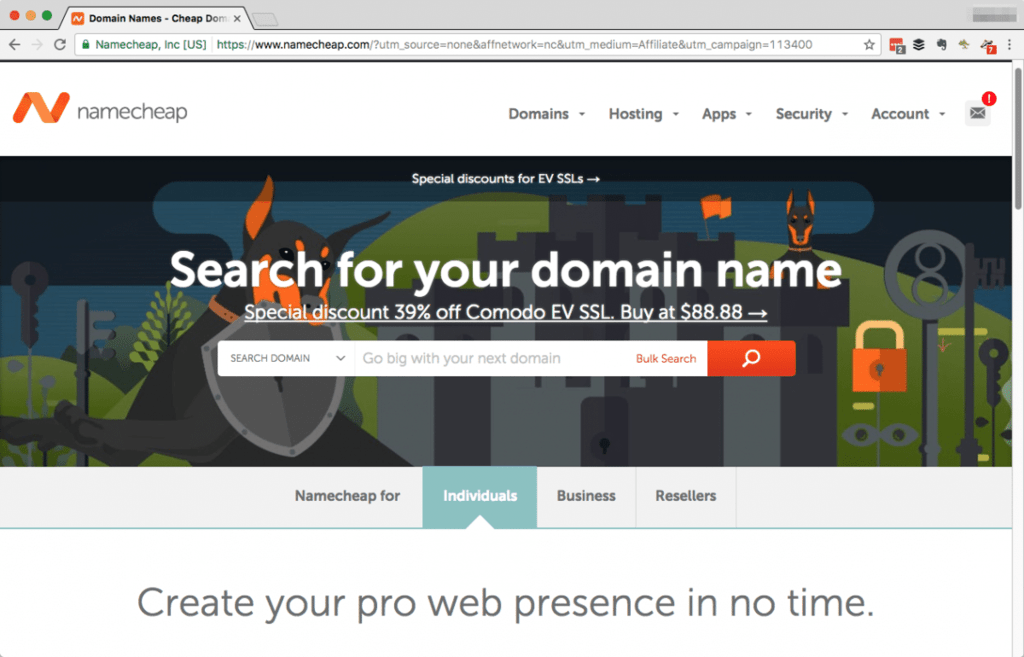 wordpress website namecheap